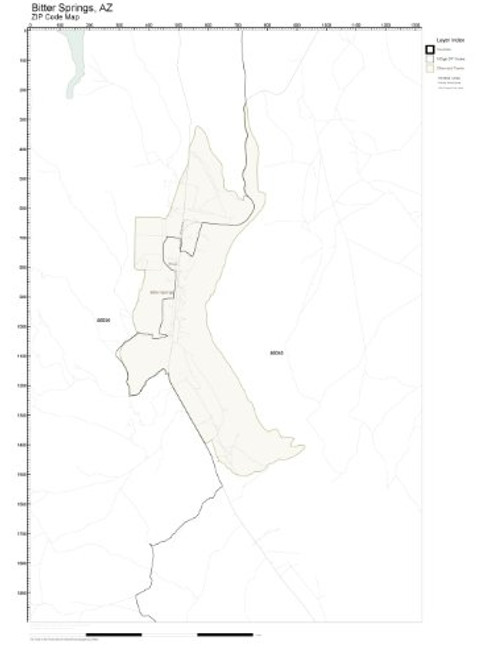 ZIP Code Wall Map of Bitter Springs  AZ ZIP Code Map Not Laminated