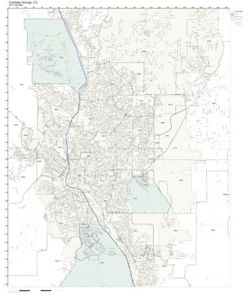 Working Maps Zip Code Wall Map of Colorado Springs  CO Zip Code Map Not Laminated