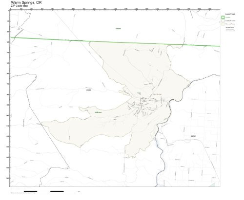 ZIP Code Wall Map of Warm Springs  OR ZIP Code Map Not Laminated