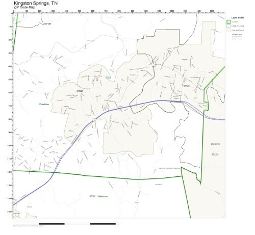 ZIP Code Wall Map of Kingston Springs  TN ZIP Code Map Not Laminated