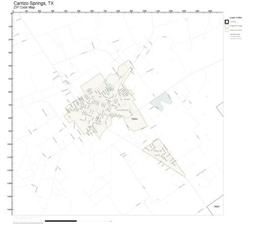 ZIP Code Wall Map of Carrizo Springs  TX ZIP Code Map Not Laminated