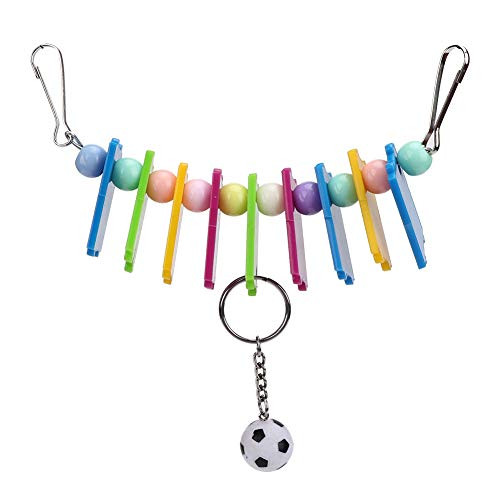 Zerodis Parrot Hanging Chewing Toys  Colorful Bird Football Chewing Biting Hanging String Swing Cage Toy for Parrots