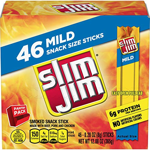 Slim Jim smoked snack sticks pantry pack mild .28 oz. 46 count Slim Jim smoked snack sticks pantry pack mild .28 oz. 46 count