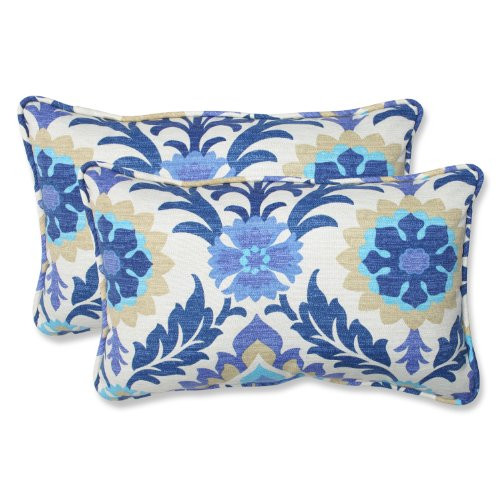 Pillow Perfect Outdoor Santa Maria Rectangular Throw Pillow, Azure, Set of 2