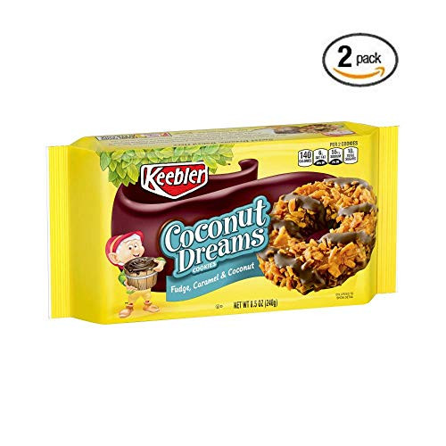 Keebler Fudge Stripes Cookies  Coconut Dreams  Flavors of Fudge  Caramel and Coconut  8.5 oz Tray - 2 Pack