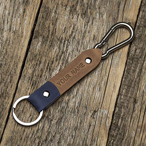 Leather key chain custom text initials 