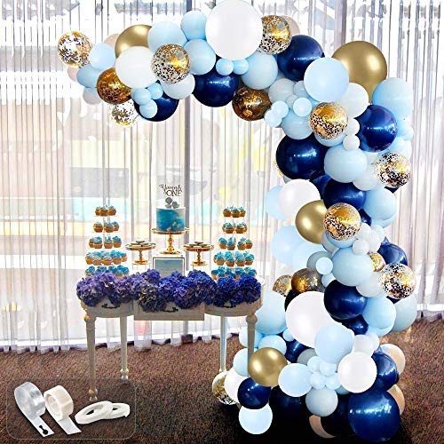 APERIL Blue Balloon Arch Garland Kit  94 Pcs Blue white Gold Latex Confetti Balloons Pack for Birthday  Baby Shower  Wedding  Backdrop Party Decorations Party Supplies APERIL Blue Balloon Arch Garland Kit  94 Pcs Blue white Gold Latex Confetti Balloons Pack for Birthday  Baby Shower  Wedding  Backdrop Party Decorations Party Supplies