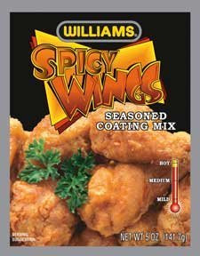 Williams Spicy Wings Hot Seasoned Coating Mix  5 ounces each  Pack of 6