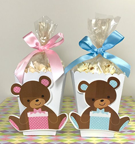 12 Mini Popcorn Box Party Favors  Popcorn Boxes  Baby shower Teddy Bear TREAT BOX