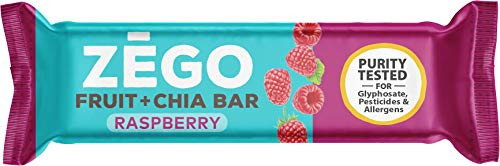 ZEGO Fruit  Plus Chia Bars  Raspberry  Non GMO  Vegan  Gluten Free  Low Glycemic  25g  Pack of 12