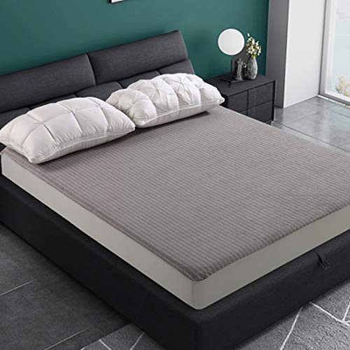 TASTELIFE Full Grey Stripe Waterproof Mattress Protector Cover - Fitted 8 inch  - 21 inch  Deep Pocket - Hypoallergenic Vinyl Free  Grey Stripe  Full