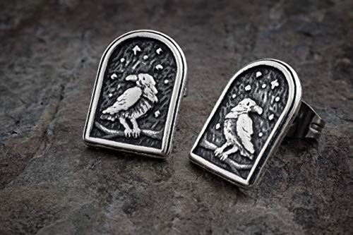 Sterling Silver Raven Post Earrings - Handmade  Solid .925