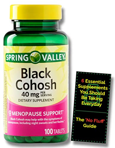 Black Cohosh for Hot Flashes 40 mg  100 ct  from Spring Valley.  Plus  No Fluff  Supplement Guide
