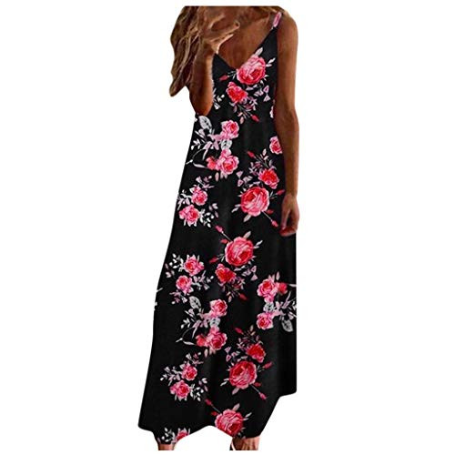 Aniywn Plus Size Long Dress for Women Summer Casual Sleeveless V-Neck Floral Dress Bohemian Printing Maxi Dress Pink Aniywn Plus Size Long Dress for Women Summer Casual Sleeveless V-Neck Floral Dress Bohemian Printing Maxi Dress Pink