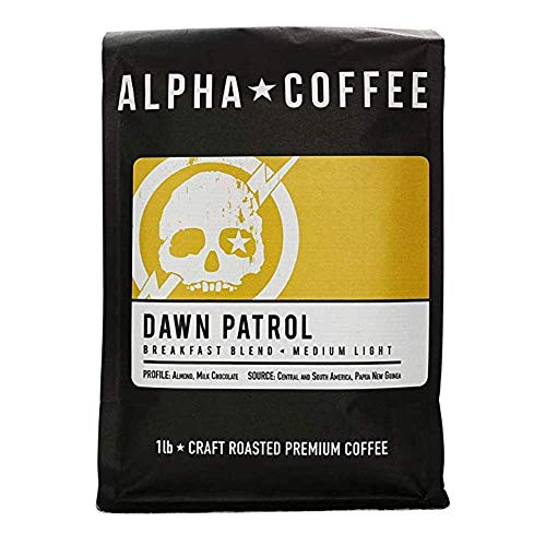 Alpha Coffee - Dawn Patrol - 16 oz. Premium Gourmet Breakfast Blend Whole Bean Coffee   Veteran Owned - Specialty Small Batch Roasted Coffee   100 Percent Arabica Beans  Medium-Light Roast