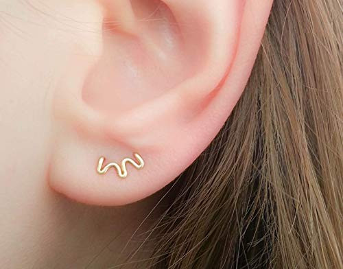 Double Piercing Stud 2 Hole Earring Multiple Lobe Post 14k Gold Filled