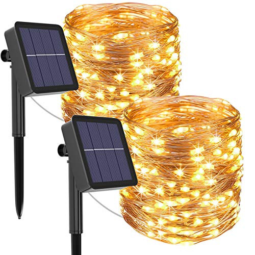 kolpop Solar String Lights Outdoor  Solar Powered Fairy Lights 240 LED 8 Modes Garden Copper Wire Waterproof Decoration Lighting for Tree Patio Christmas Camping Wedding Party Warm White
