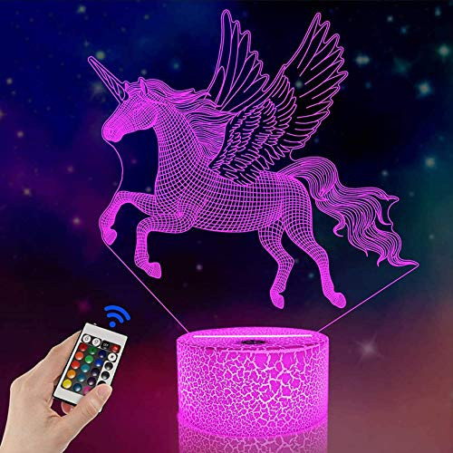 FULLOSUN Unicorn Gifts for Grils 3D Illusion Night Light Bedside Lamp wtih Remote Control 16 Colors Changing Dim Function Creative Gifts for Room Home Decor Birthday Xmas for Boys and Girls FULLOSUN Unicorn Gifts for Grils 3D Illusion Night Light Bedside Lamp wtih Remote Control 16 Colors Changing Dim Function Creative Gifts for Room Home Decor Birthday Xmas for Boys and Girls