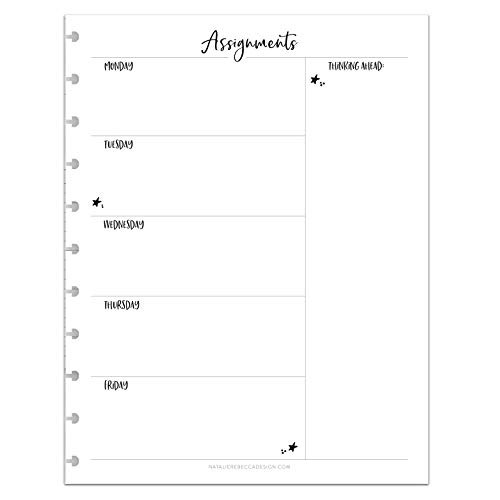 BetterNote Assignment Tracker for Disc-Bound Planners  Fits 11-Disc Letter Notebooks  8.5 inch x11 inch   Fits Circa  ARC  TUL  Whimsy  Notebook Not Included