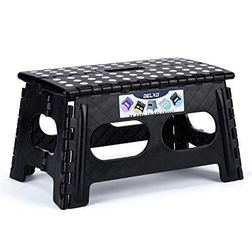 Delxo Folding Step Stool 9 inch Plastic Folding Stool Extra-Wide Kitchen Step Stool Non Slip Foldable Step Stool for Kids 2019 Strengthen Plastic Stepping Stool