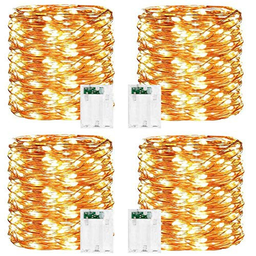4 Pack Led String Lights  Battery Operated Fairy String Lights Led Mini String Light 50 LED 16.5ft Battery Powered Copper Wire Fairy Starry Lights for Bedroom Christmas Party Wedding Indoor Decor