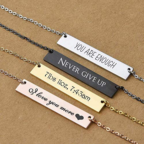 Personalized Bar Necklace Custom Engraved Name Bar Necklace 18K Gold Plated Customized Dainty Charm Gift for Bridesmaid Personalized Bar Necklace Custom Engraved Name Bar Necklace 18K Gold Plated Customized Dainty Charm Gift for Bridesmaid