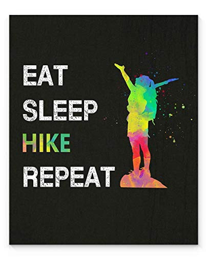 Eat Sleep Hike Repeat Sport Wall Art  11x14 Ideal for Female Hikers  Walkers and Hiking Enthusiasts