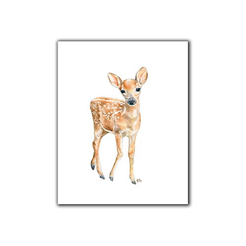 Deer Nursery Art Print Unframed  Baby Deer Wall Art  Childrens Room Kids Decor  Forest Animal Fawn Watercolor Print