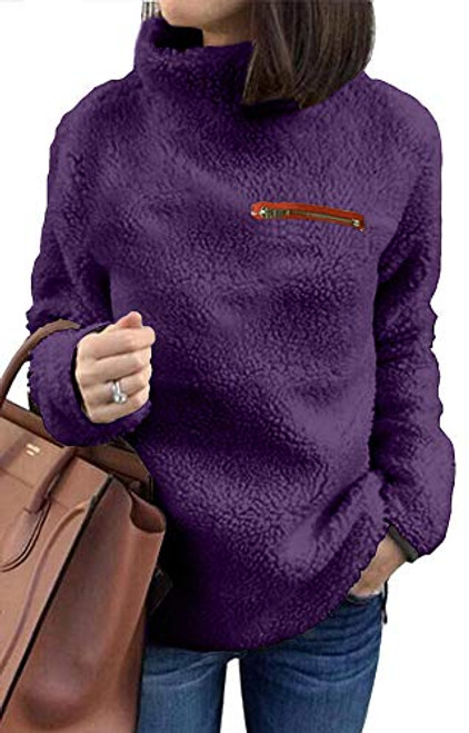 onlypuff Slouchy Sweaters for Women Purple Warm Tops Sherpa Fuzzy Fleece Sweatshirt S onlypuff Slouchy Sweaters for Women Purple Warm Tops Sherpa Fuzzy Fleece Sweatshirt S
