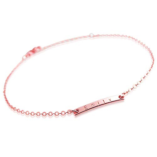 Customized Hand stamped Anklet Adorable Mini 16k Plated Name Bar Anklet Gold White Gold Rose Gold Plated Wedding bridemaids