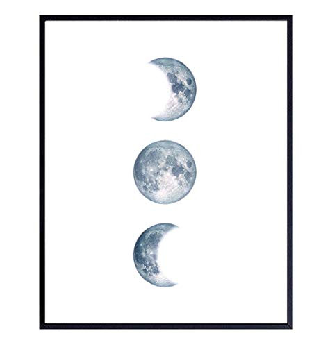 Moon Decor Art Print - Lunar Wall Art Poster - Unique Home Decoration for Bedroom  Living Room  Bathroom - Makes a Great Inexpensive Gift for Astronomy Enthusiasts - 8x10 Photo Unframed