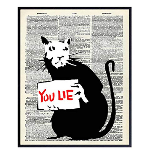 Banksy Rat Graffiti Dictionary Art Print - Upcycled Urban Wall Art Poster  Street Mural Home Décor  Room Decorations  Makes a Great Gift - 8x10 Photo- Unframed