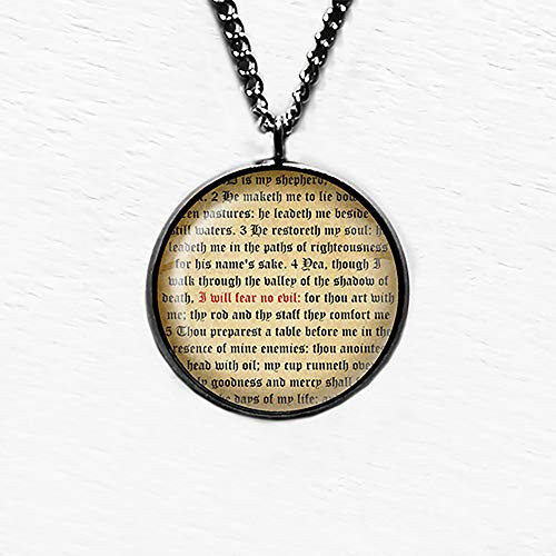 Psalm 23 4 I Will Fear No Evil King James Version KJV Bible Pendant Necklace Psalm 23 4 I Will Fear No Evil King James Version KJV Bible Pendant Necklace