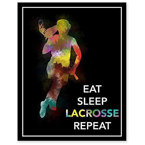 Eat Sleep Lacrosse Repeat Watercolor Wall Print - 11 x 14 Unframed Print - Designed for Female Lacrosse Players  Lax Coaches  Lacrosse Fans