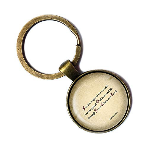 Romans 6 23 The Gift of God is Eternal Life King James Version KJV Bible Bronze Keychain Keyring Romans 6 23 The Gift of God is Eternal Life King James Version KJV Bible Bronze Keychain Keyring