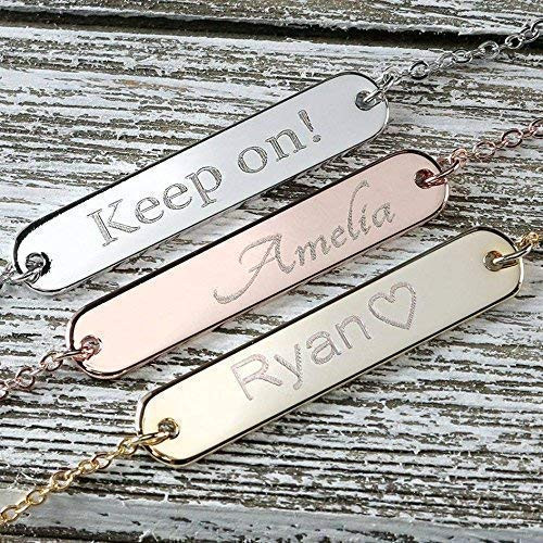 Delicate Name Bar Necklace - Dainty 16K Gold Rose Gold Silver -Plated Diamond Engraving Personalized Delicate Plate Initial Charms Necklace Bridesmaid Best Graduation Day gift Delicate Name Bar Necklace - Dainty 16K Gold Rose Gold Silver -Plated Diamond Engraving Personalized Delicate Plate Initial Charms Necklace Bridesmaid Best Graduation Day gift