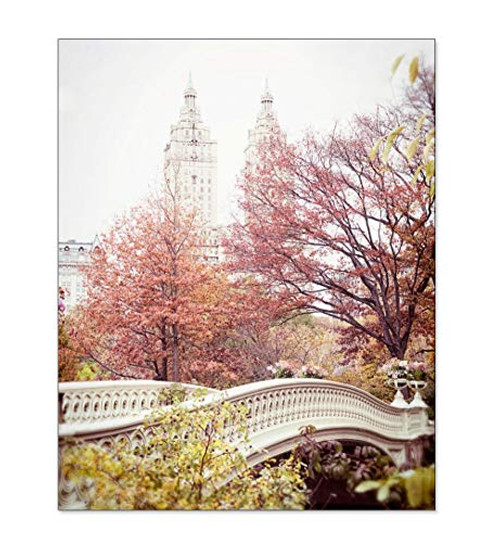 New York City Autumn Picture Central Park Photo Bow Bridge Wall Art 8x10 inch Print