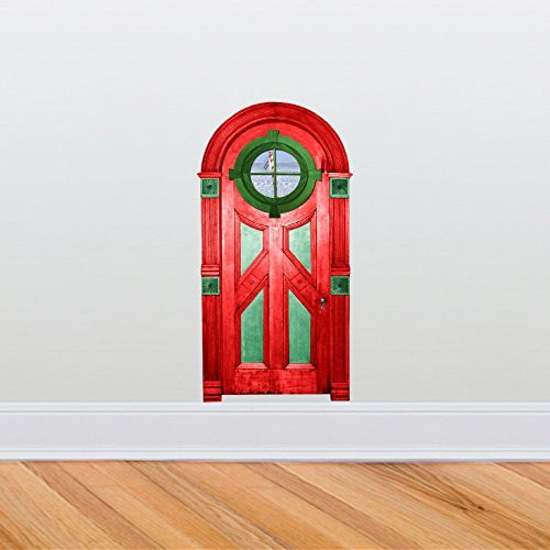 Christmas Door Wall Decal - 6 inch  wide x 11 inch  tall - Fairy Door Series