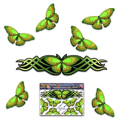 JAS Stickers® BUTTERFLY ANIMAL CAR DECAL - Green Vinyl Small Stickers Pack For Laptop Caravans Trucks  and  Boats -ST00021GR_SML JAS Stickers® BUTTERFLY ANIMAL CAR DECAL - Green Vinyl Small Stickers Pack For Laptop Caravans Trucks  and  Boats -ST00021GR_SML