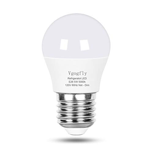 LED Refrigerator Light Bulb 40W Equivalent 120V A15 Fridge Waterproof Bulbs 5 W Daylight White 5000K E26 Medium Base Freezer Ceiling Home Lighting Lamp Non-dimmable 1 Pack
