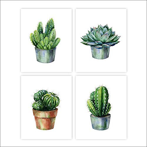 Cactus Decor Art Prints Set of 4 - Unframed - 8x10s Botanical Prints Cactus Decor Art Prints Set of 4 - Unframed - 8x10s Botanical Prints