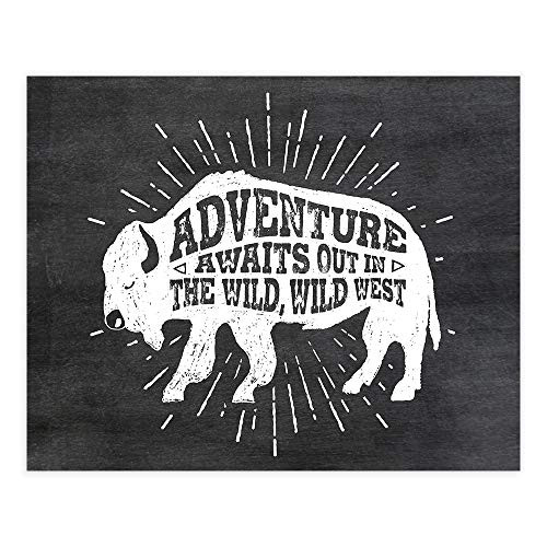 Adventure Awaits Out In The Wild  Wild West - Unframed - 8x10   Buffalo Art Print