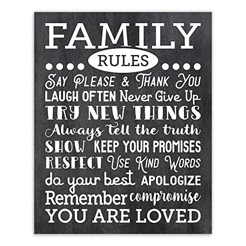 Family Rules Chalkboard Art Print - Unframed - 8x10