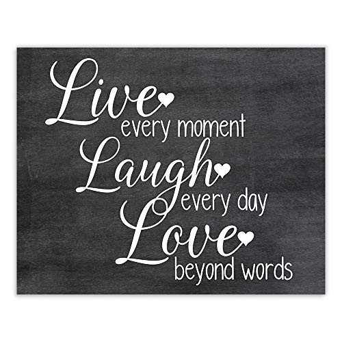 Live Laugh Love Chalkboard Quote Art Print - Unframed - 8x10