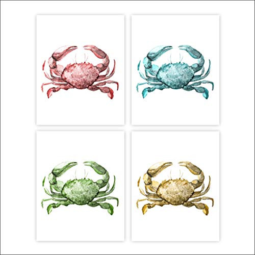 Beach Wall Decor Art Prints  Set of 4  - Unframed - 8x10s   Crabs