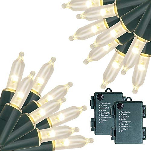 Twinkle Star Outdoor Christmas Lights Battery Operated 50 LED Mini String Light with 8 Modes 16ft Waterproof Fairy Lights for Garden Xmas Tree Wedding Wreath Party Decoration Warm White 2 Pack Twinkle Star Outdoor Christmas Lights Battery Operated 50 LED Mini String Light with 8 Modes 16ft Waterproof Fairy Lights for Garden Xmas Tree Wedding Wreath Party Decoration Warm White 2 Pack
