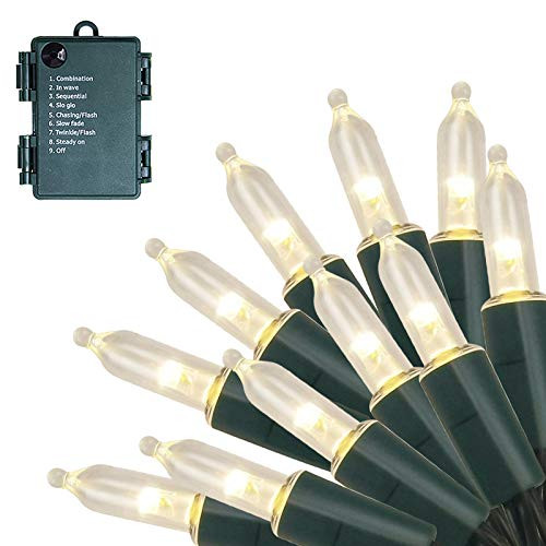 Twinkle Star 50 LED Battery Operated Christmas Lights 16 ft Mini String Lights  Waterproof Tree Lights with 8 Lighting Modes  Indoor Outdoor Patio Garden Party Wedding Christmas Decoration  Warm White