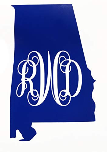Custom Alabama Vine Monogram Vinyl Decal Bumper Sticker  for Tumblers  Laptops  Car Windows - Fancy Letter Initial State Design