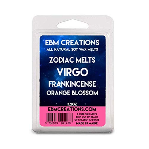 Zodiac Melts - VIRGO - Frankincense Orange Blossom - Scented All Natural Soy Wax Melts - 6 Cube Clamshell 3.2oz Highly Scented Zodiac Melts - VIRGO - Frankincense Orange Blossom - Scented All Natural Soy Wax Melts - 6 Cube Clamshell 3.2oz Highly Scented