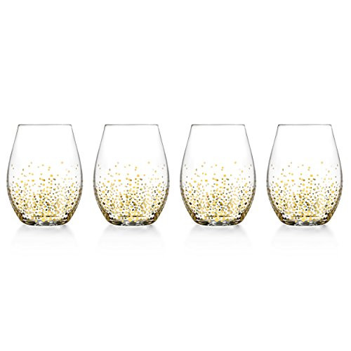 Fitz and Floyd 229700-4ST Luster Stemless Goblets, Gold
